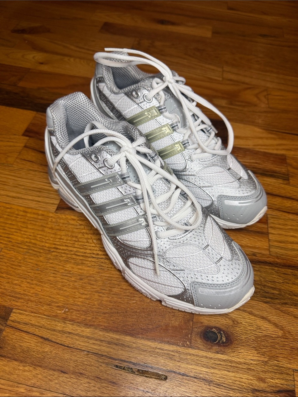 adidas Originals Silver and White Women's Athletic Sneakers - Picture 4 of 6